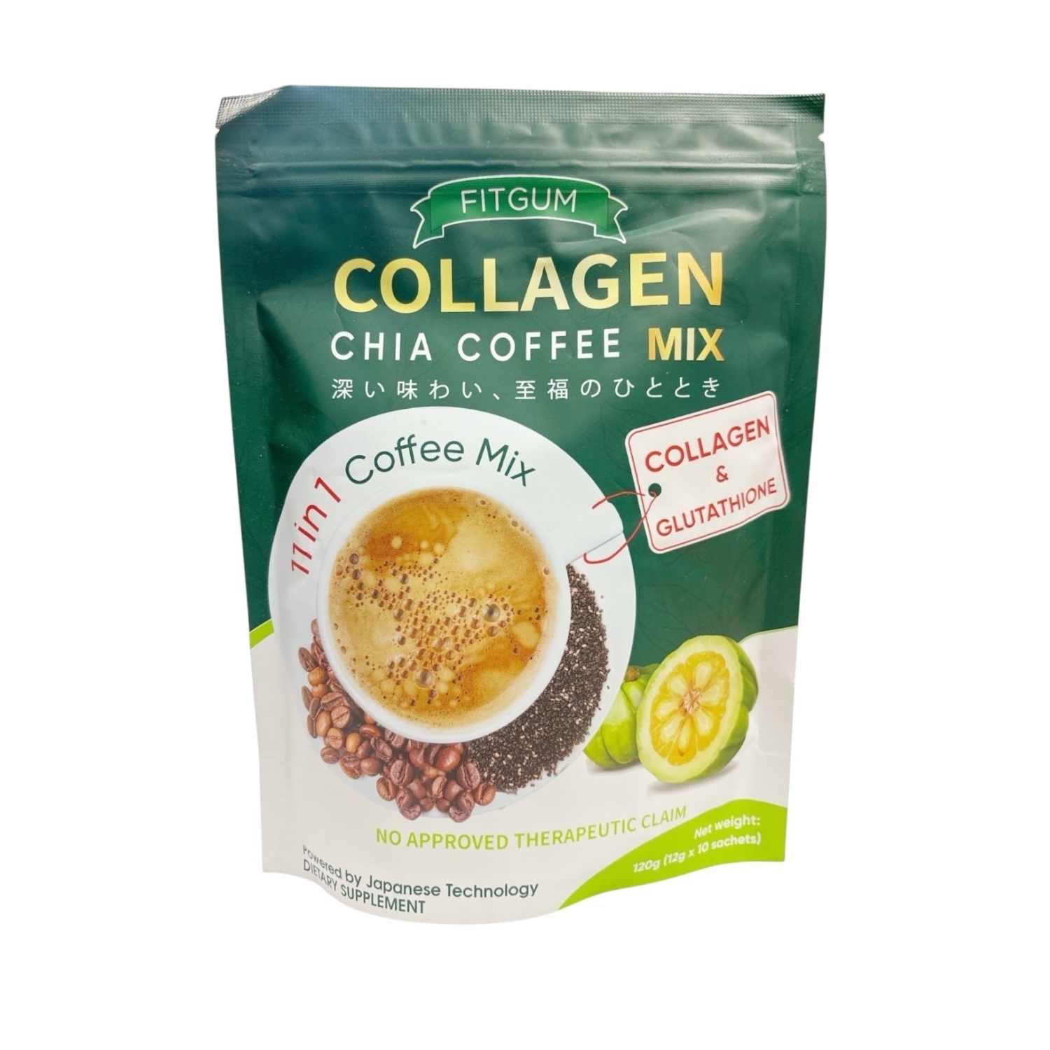 コーヒー FITGUMCOLLAGENCHIACOFFEEMIX120g 5set FITGUM Collagen Chia Coffee 120g | Maira's All Essentials